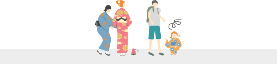 従来型の着物の着付け方法のイラスト